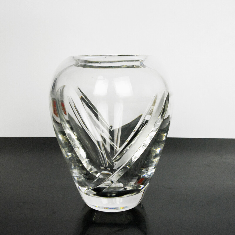 Jarrón de cristal vintage de Royal Doulton, Reino Unido Años 80