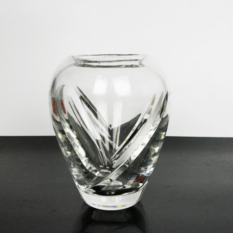 Vintage crystal vase by Royal Doulton, UK 1980s