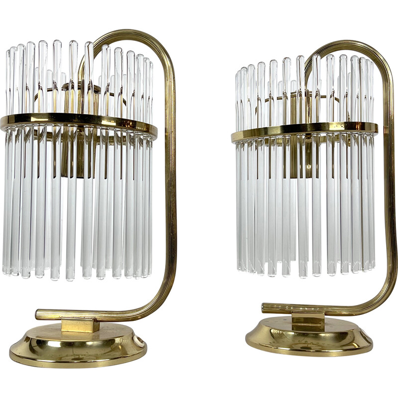 Pair of vintage Italian brass table lamps by Sciolari, Italy 1970s