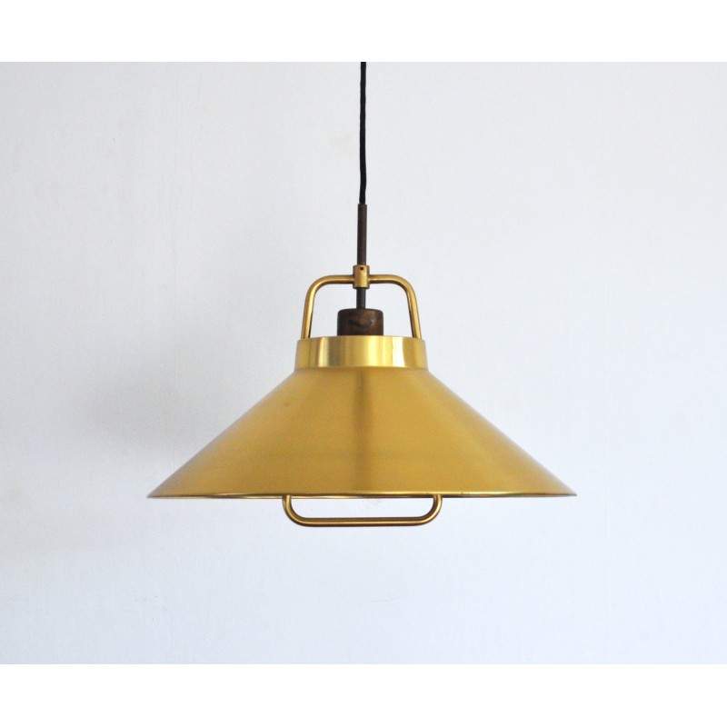 Vintage patinated brass pendant lamp by Frits Schlegel for Lyfa, Denmark 1960s