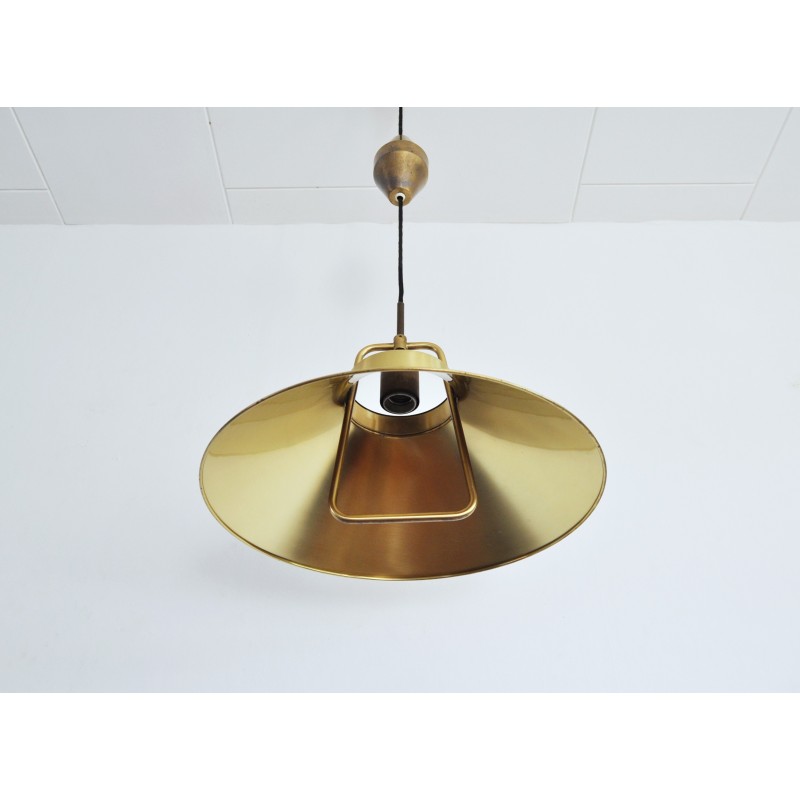 Vintage patinated brass pendant lamp by Frits Schlegel for Lyfa, Denmark 1960s