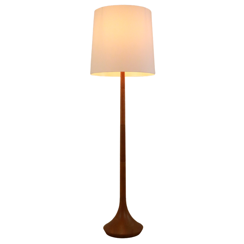 Vintage Deense teakhouten vloerlamp
