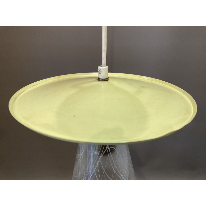 Vintage hanglamp van metaal en glas, 1950