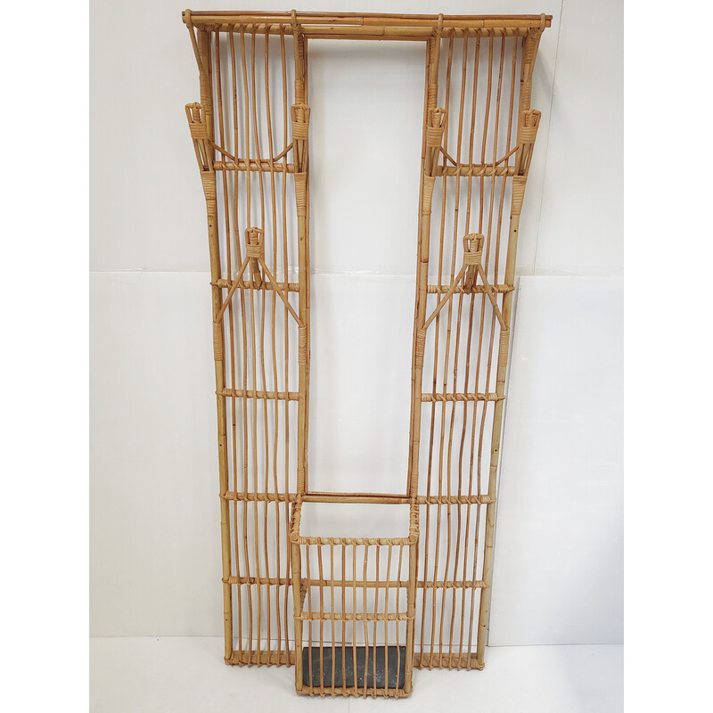 Vintage coat rack in rattan, 1950