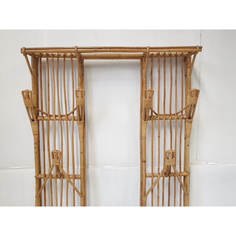 Vintage coat rack in rattan, 1950