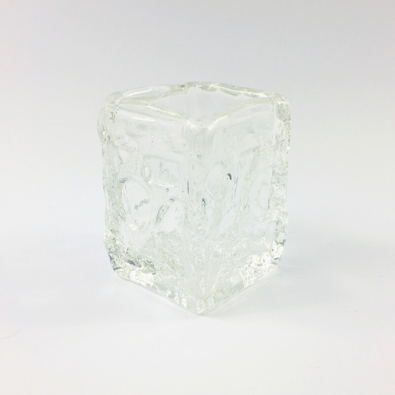 Juego de 4 candelabros de cristal vintage de Göte Augustsson para Ruda Glasbruk, Suecia Años 70