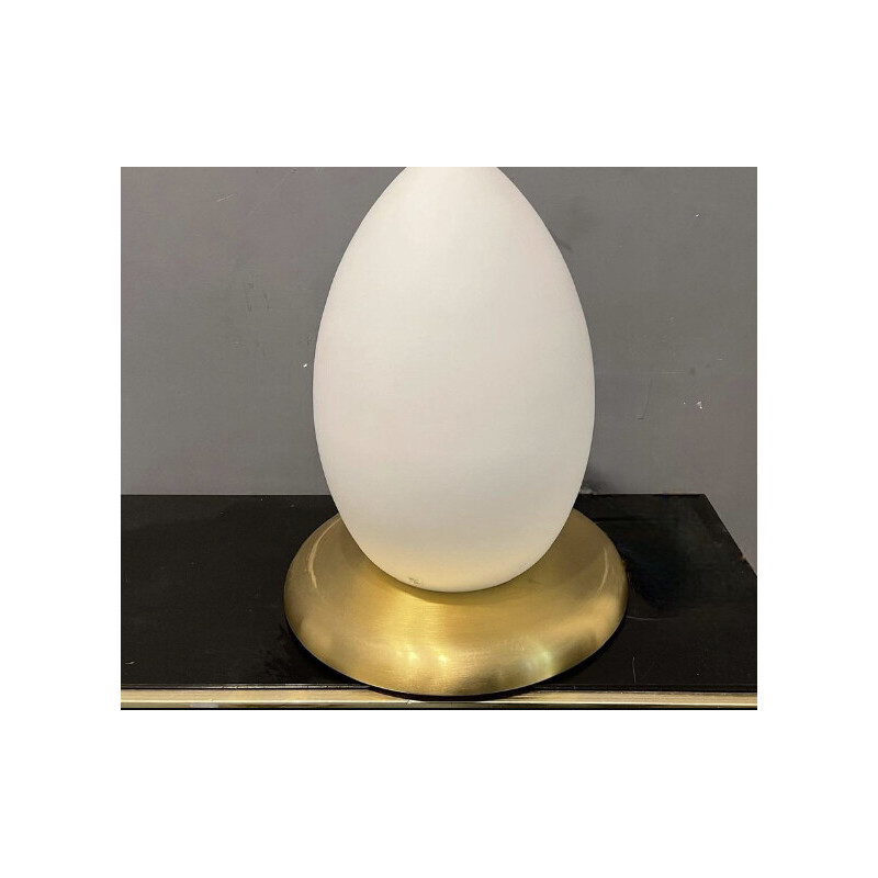 Pareja de lámparas de sobremesa vintage de cristal de Murano en forma de huevo, años 80