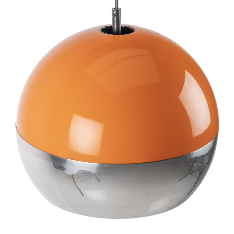 Suspension vintage orange et chromée de l'ère spatiale