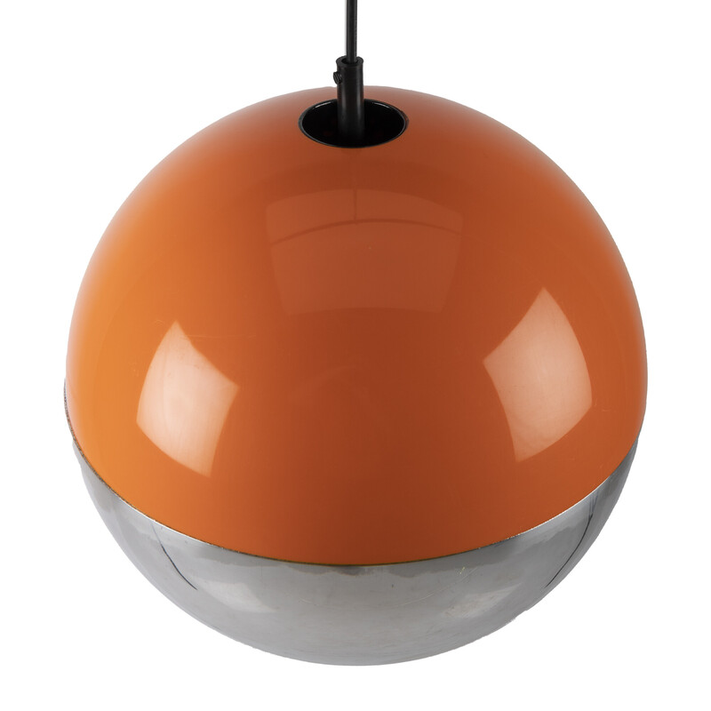 Suspension vintage orange et chromée de l'ère spatiale