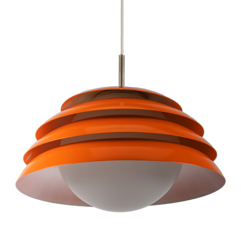 Vintage orange layered pendant lamp with glass body, 1970s