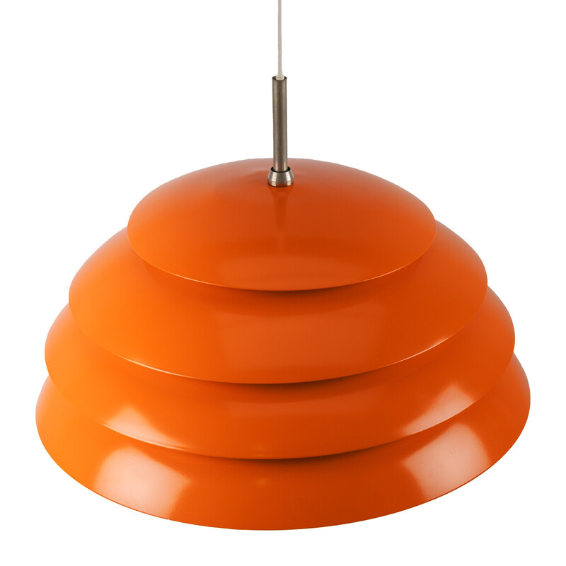 Vintage orange layered pendant lamp with glass body, 1970s