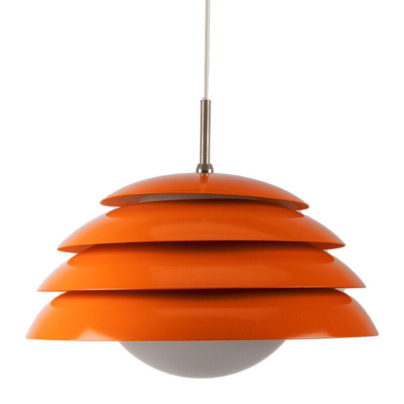 Vintage oranje gelaagde hanglamp met glazen body, 1970