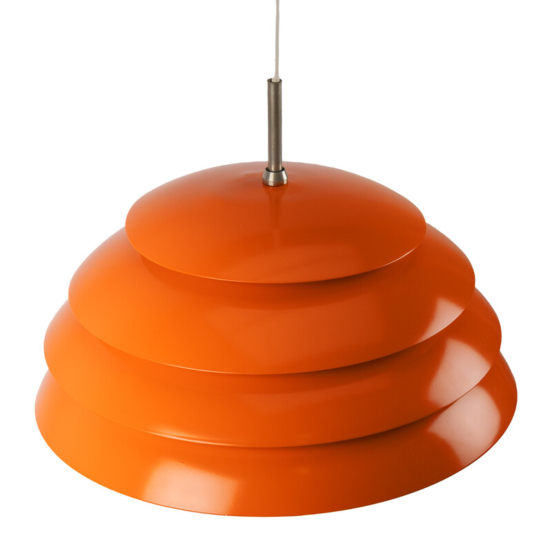 Vintage oranje gelaagde hanglamp met glazen body, 1970