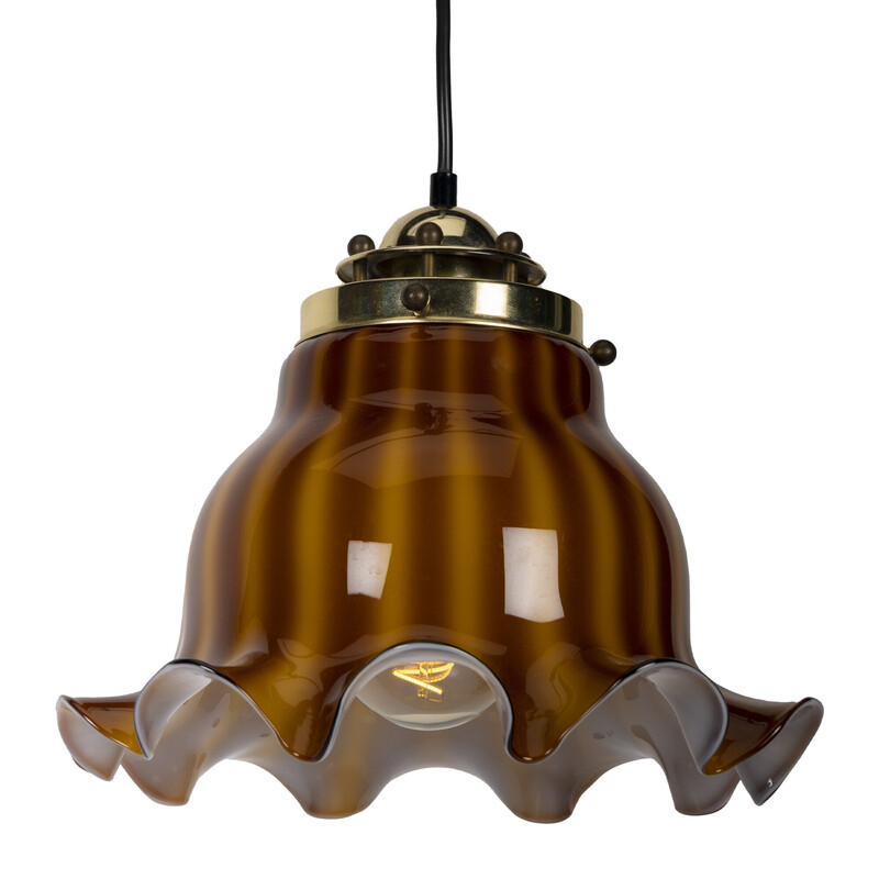 Vintage 2-tone bruine hanglamp van Peil en Putzler