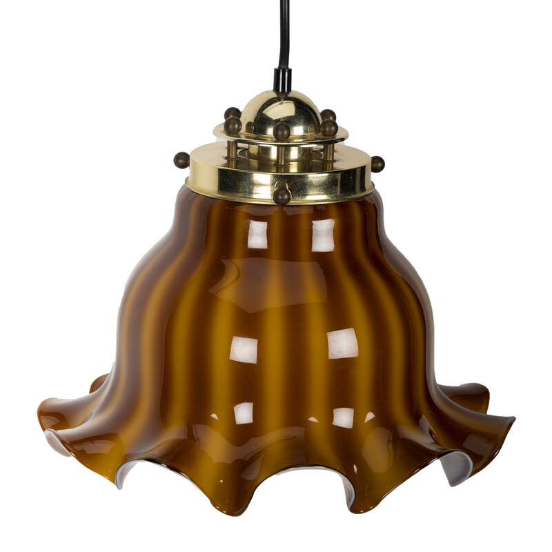 Vintage 2-tone bruine hanglamp van Peil en Putzler