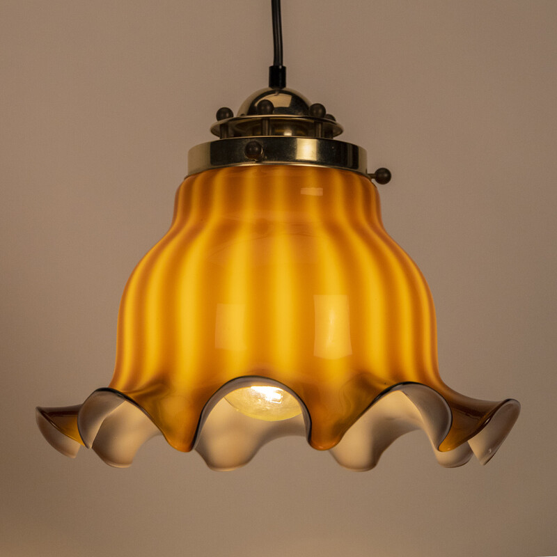 Vintage 2-tone bruine hanglamp van Peil en Putzler