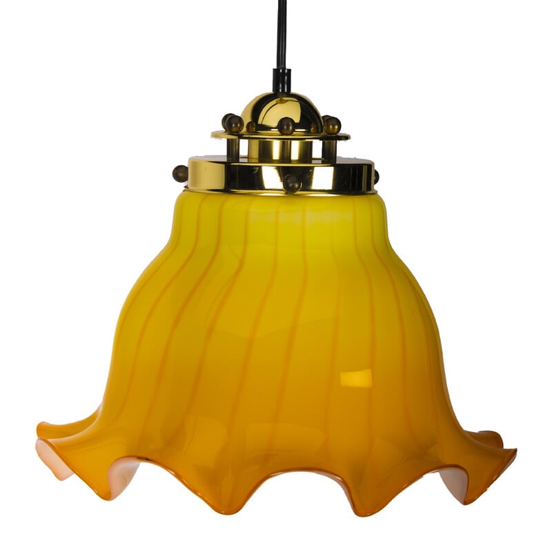 Vintage two-tone-yellow pendant lamp by Peil and Putzler