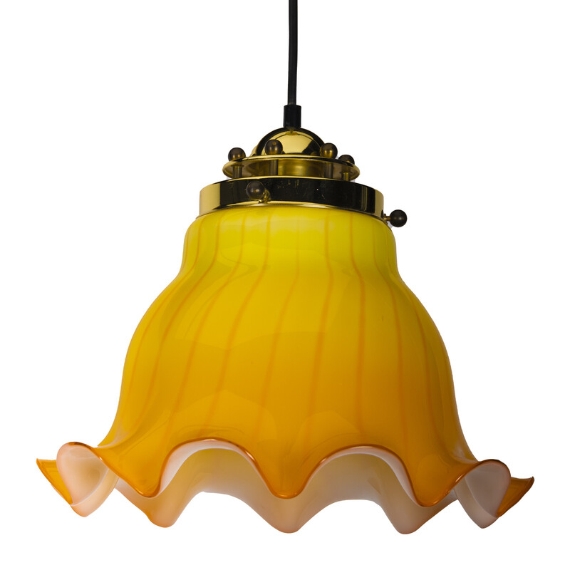 Vintage two-tone-yellow pendant lamp by Peil and Putzler