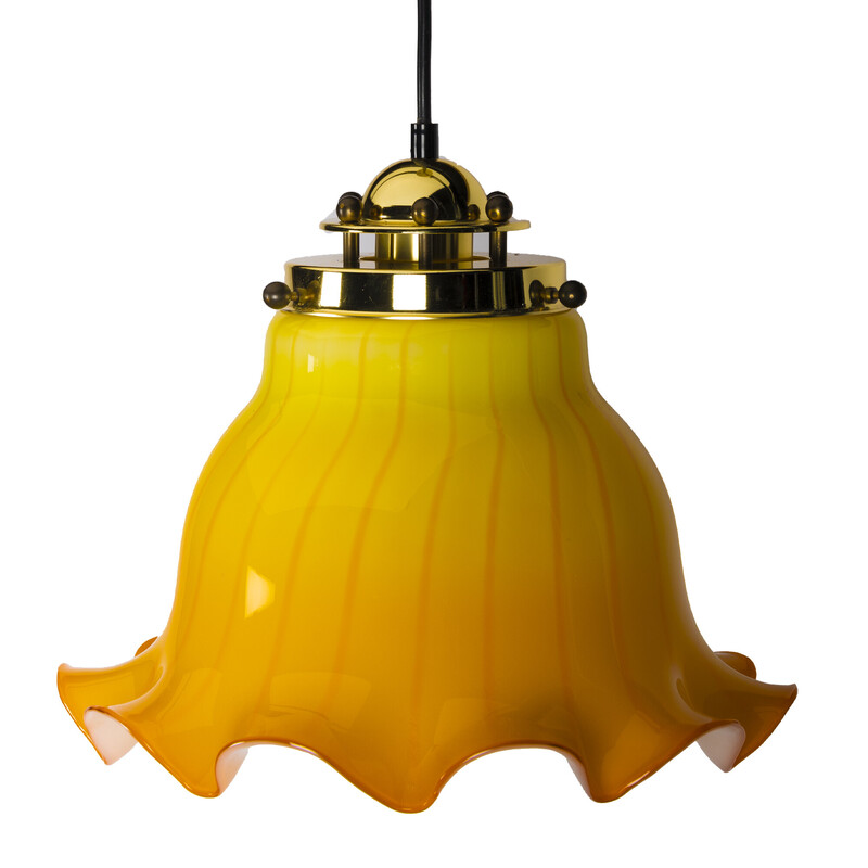 Lámpara colgante vintage en dos tonos de amarillo de Peil y Putzler