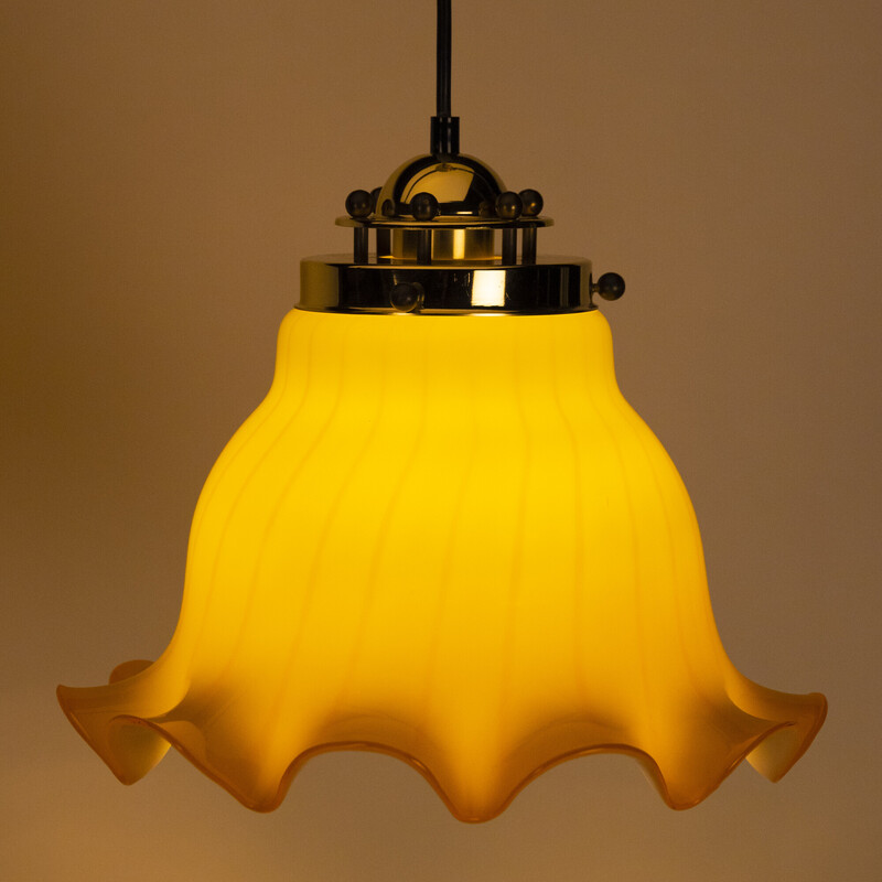 Vintage tweekleurige gele hanglamp van Peil en Putzler
