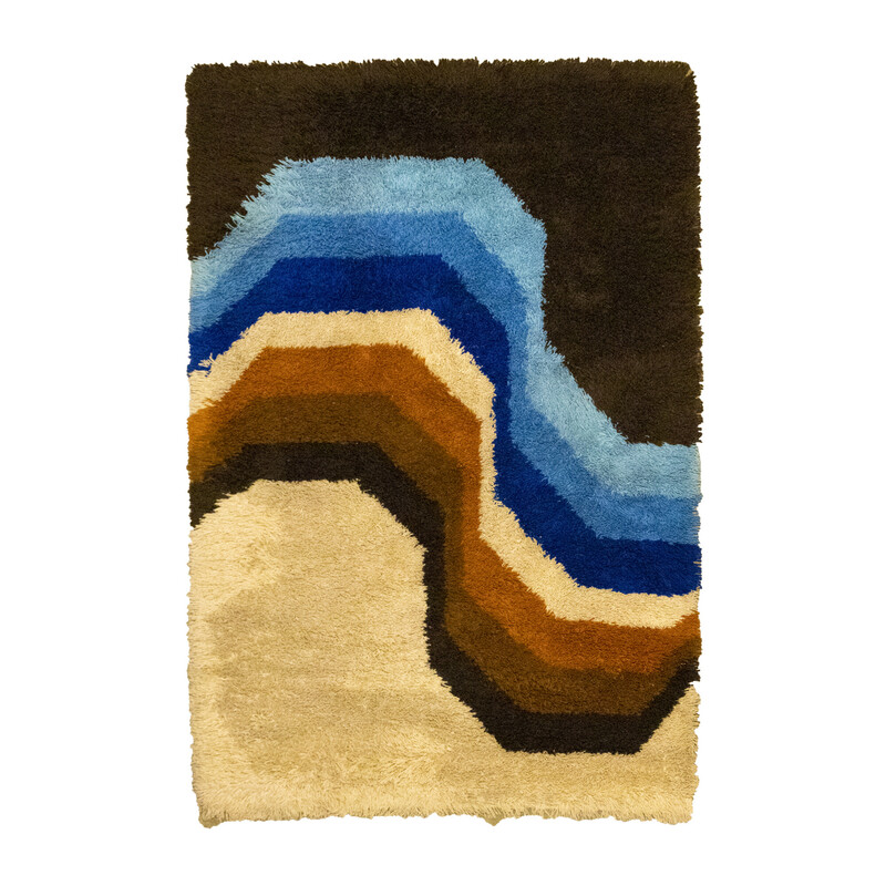 Vintage blue and orange Desso "Rainbow" rug
