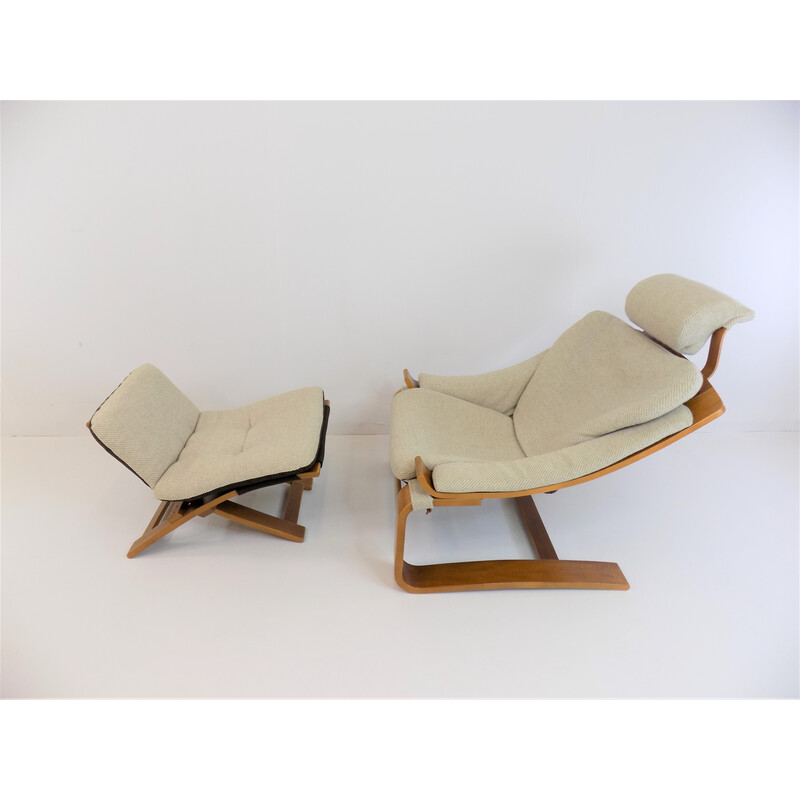 Vintage Kroken fauteuil met voetenbankje van Ake Fribytter voor Nelo