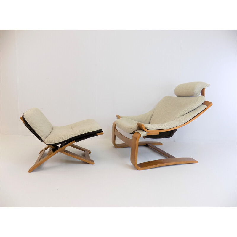 Vintage Kroken armchair with ottoman by Ake Fribytter for Nelo