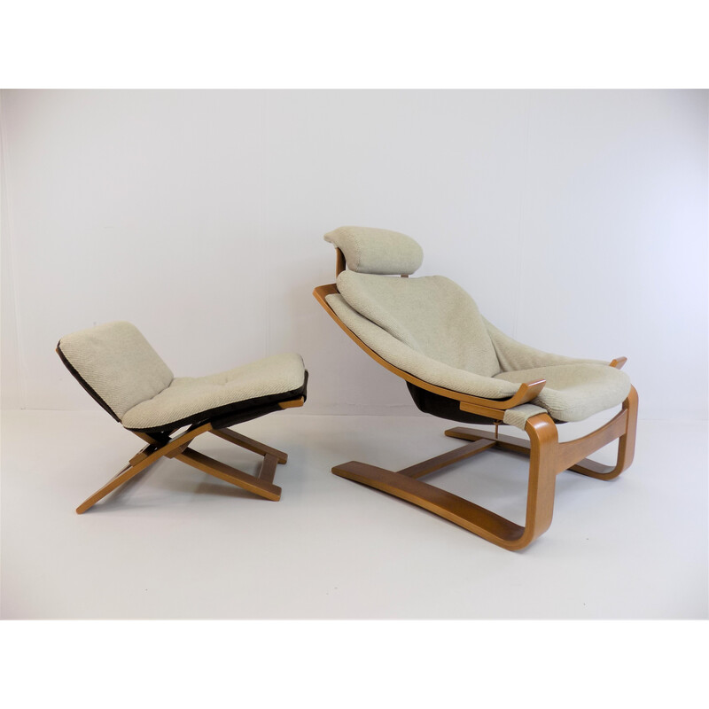 Vintage Kroken armchair with ottoman by Ake Fribytter for Nelo