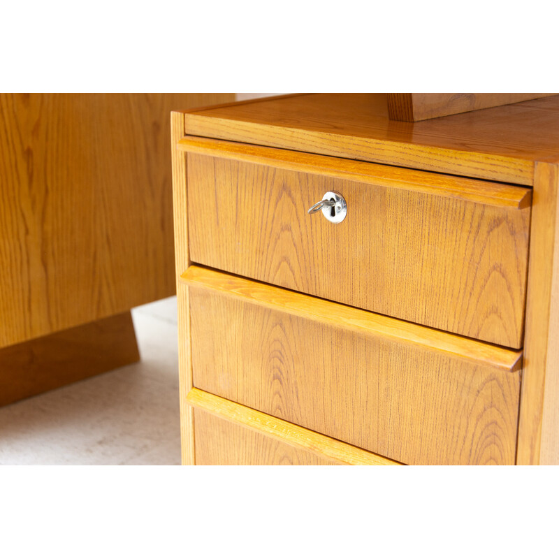 Mid century beechwood writing desk, Czechoslovakia 1970s