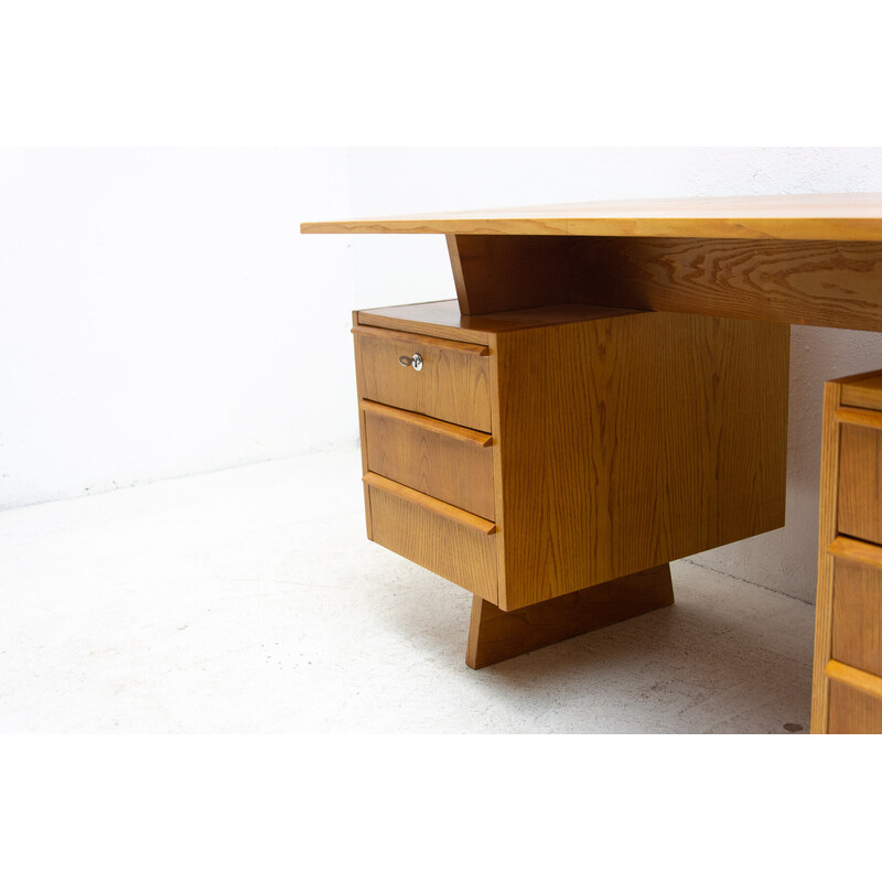 Mid century beechwood writing desk, Czechoslovakia 1970s