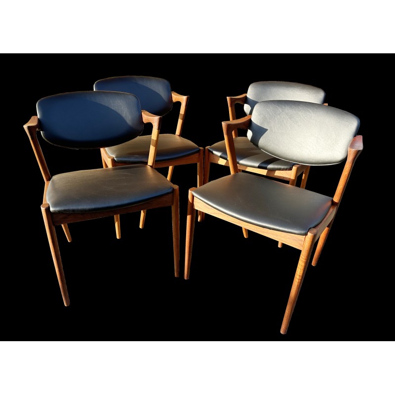 Conjunto de 4 poltronas de teca modelo 42 da Kai Kristiansen para Schou Andersen