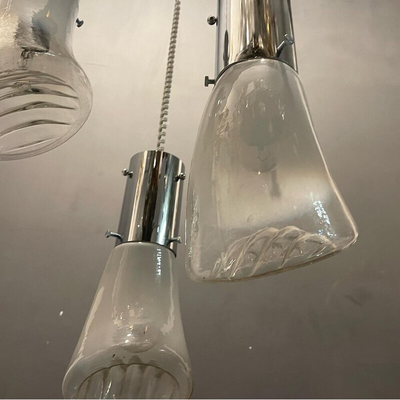 Coppia di lampade a sospensione in vetro di Murano vintage, 1970