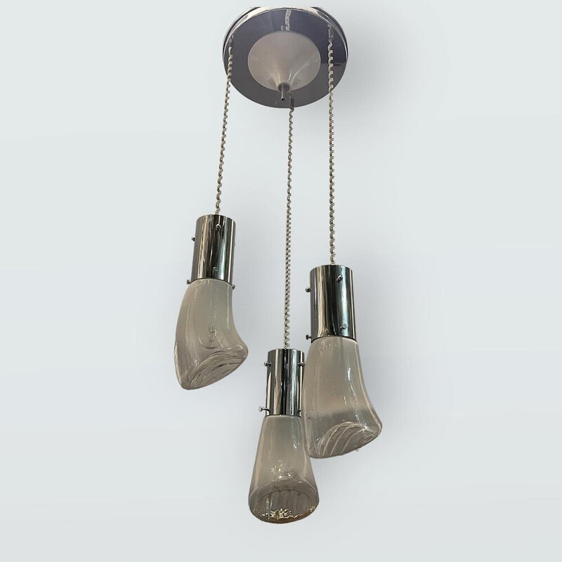 Coppia di lampade a sospensione in vetro di Murano vintage, 1970