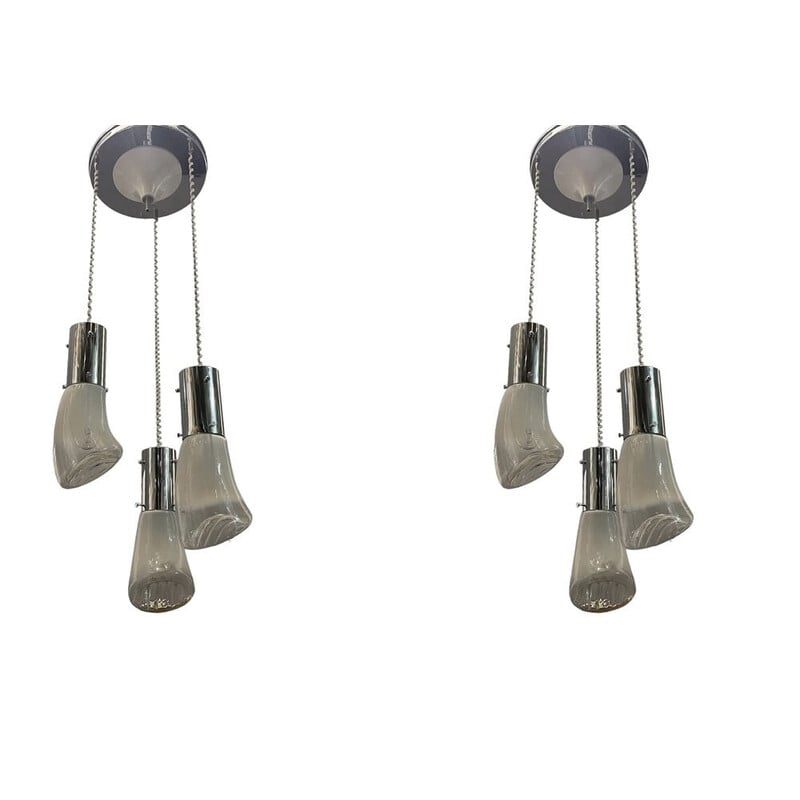 Pair of vintage murano glass pendant lamps, 1970