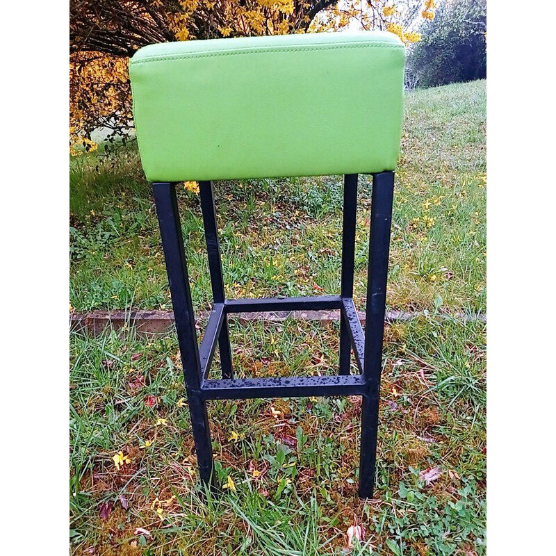 Pair of vintage metal and skai stools