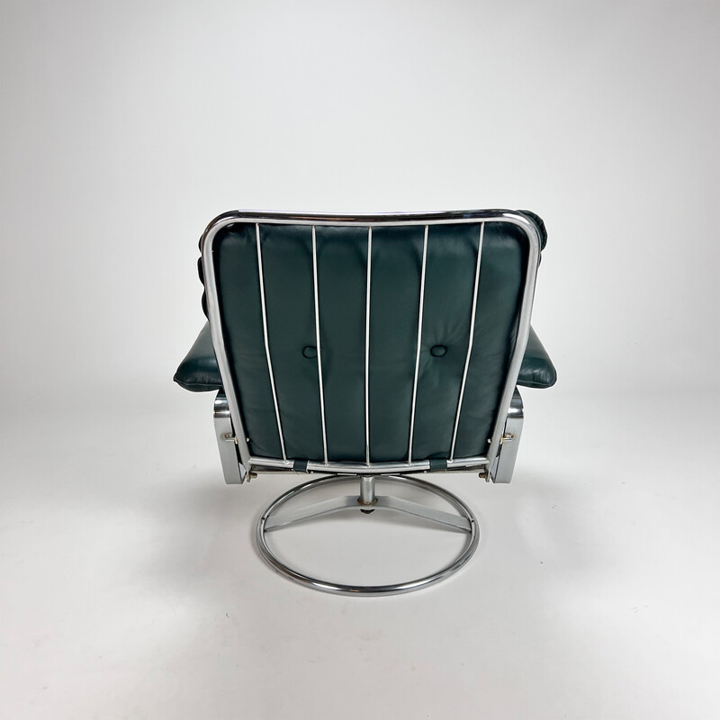 Italiaanse vintage postmoderne lederen lounge stoel, 1980