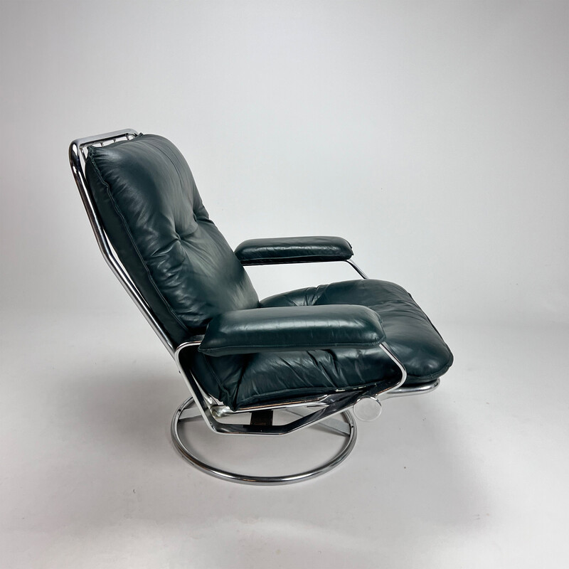 Italiaanse vintage postmoderne lederen lounge stoel, 1980