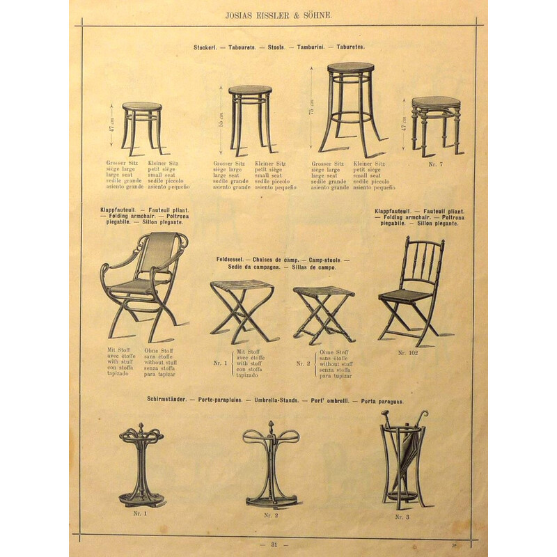 Banco Vintage bentwood por Josias Eissler e Söhne, 1890