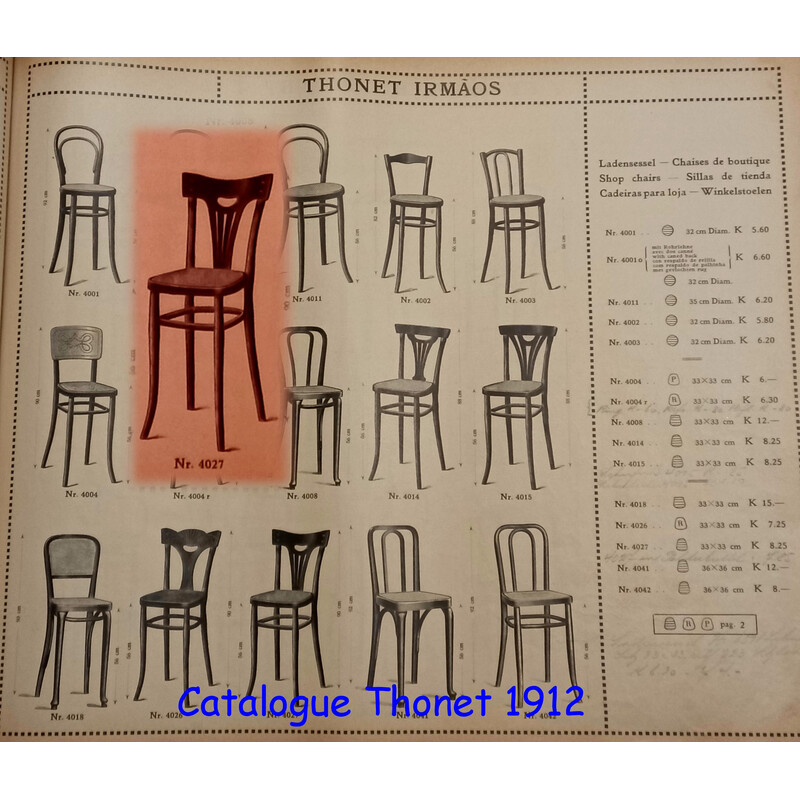 Chaise de caisse vintage Thonet N°27, 1910-1930
