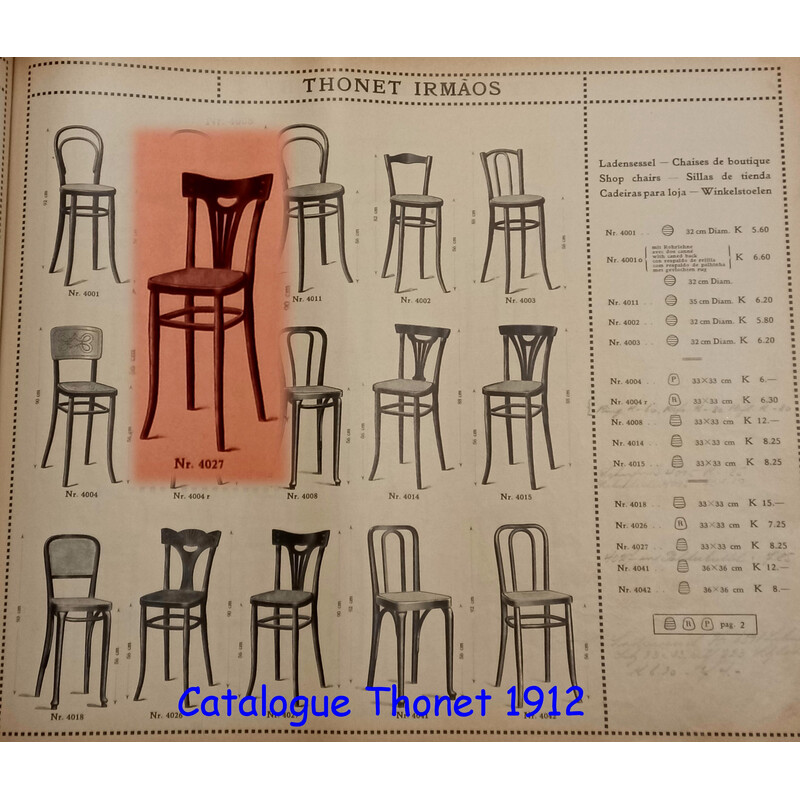 Sedia vintage Thonet n. 27, 1910-1930