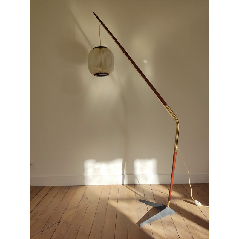 Vintage fishing rod floor lamp by Svend Aage Holm Sorensen, Denmark 1950