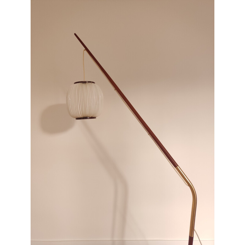 Vintage fishing rod floor lamp by Svend Aage Holm Sorensen, Denmark 1950