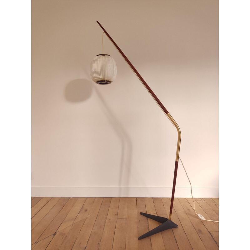 Vintage hengel vloerlamp van Svend Aage Holm Sorensen, Denemarken 1950