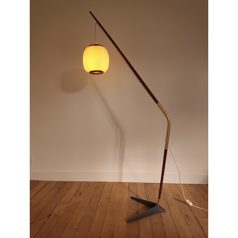 Vintage hengel vloerlamp van Svend Aage Holm Sorensen, Denemarken 1950