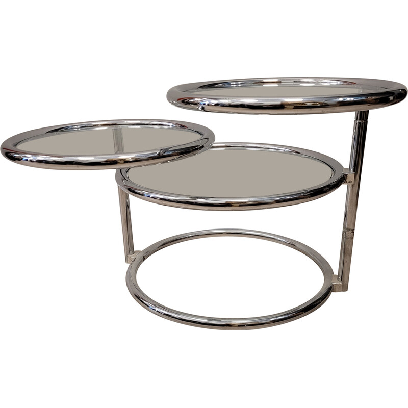 Vintage chrome plated tubular metal coffee table by Milo Baughman