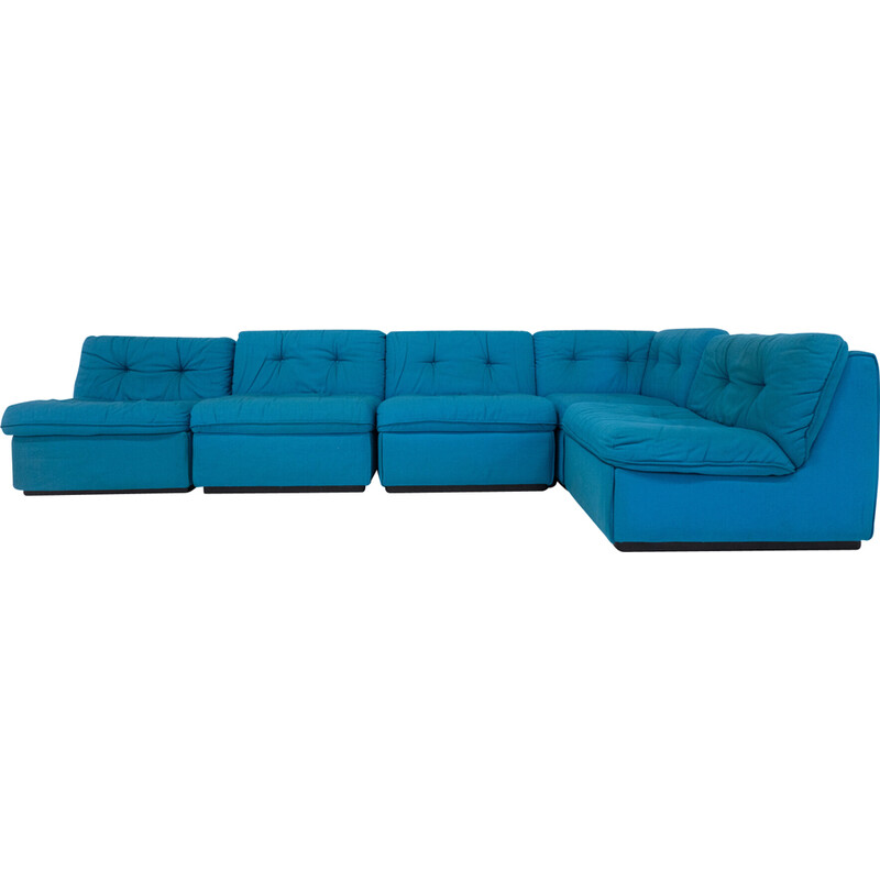 Mid-century blue modular sofa, Italy 1960s