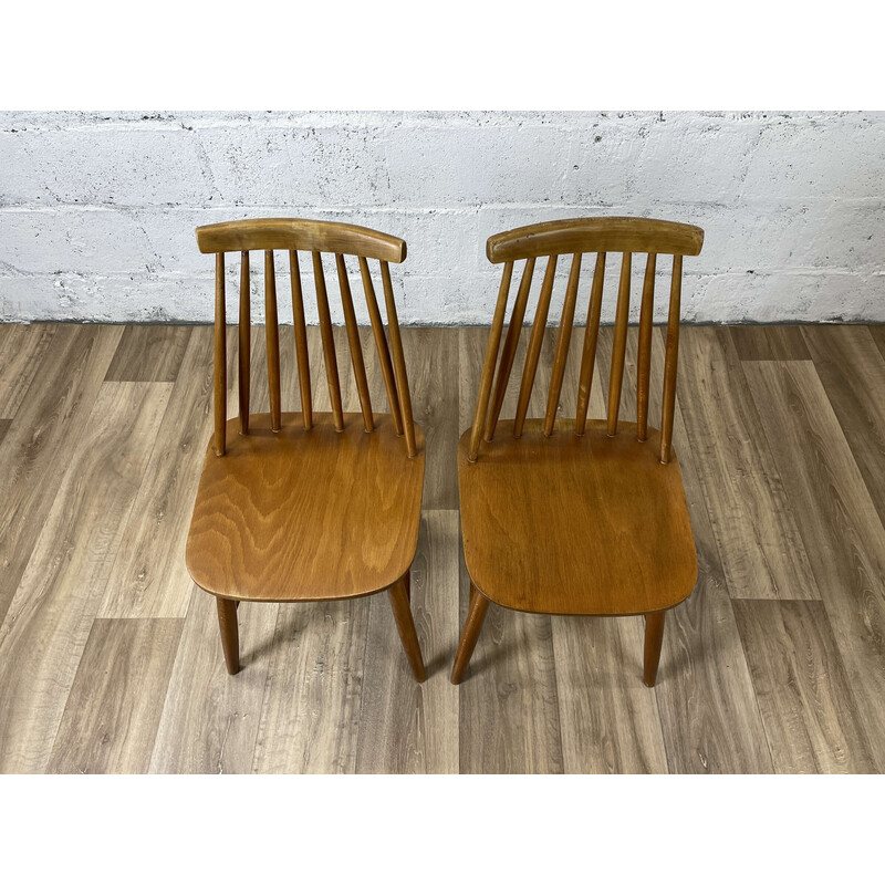 Set of 4 Scandinavian vintage oakwood chairs, 1960