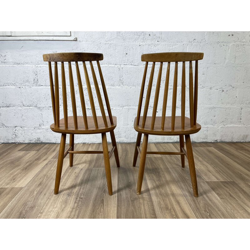 Set of 4 Scandinavian vintage oakwood chairs, 1960