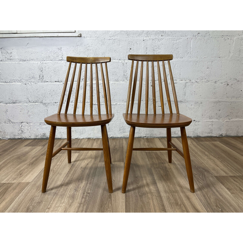 Set of 4 Scandinavian vintage oakwood chairs, 1960