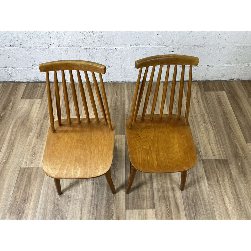 Set of 4 Scandinavian vintage oakwood chairs, 1960